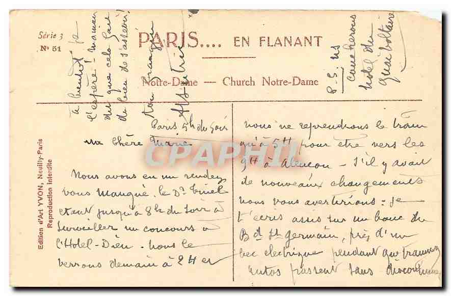 CPA Paris en flanant Notre Dame  — Rückseite