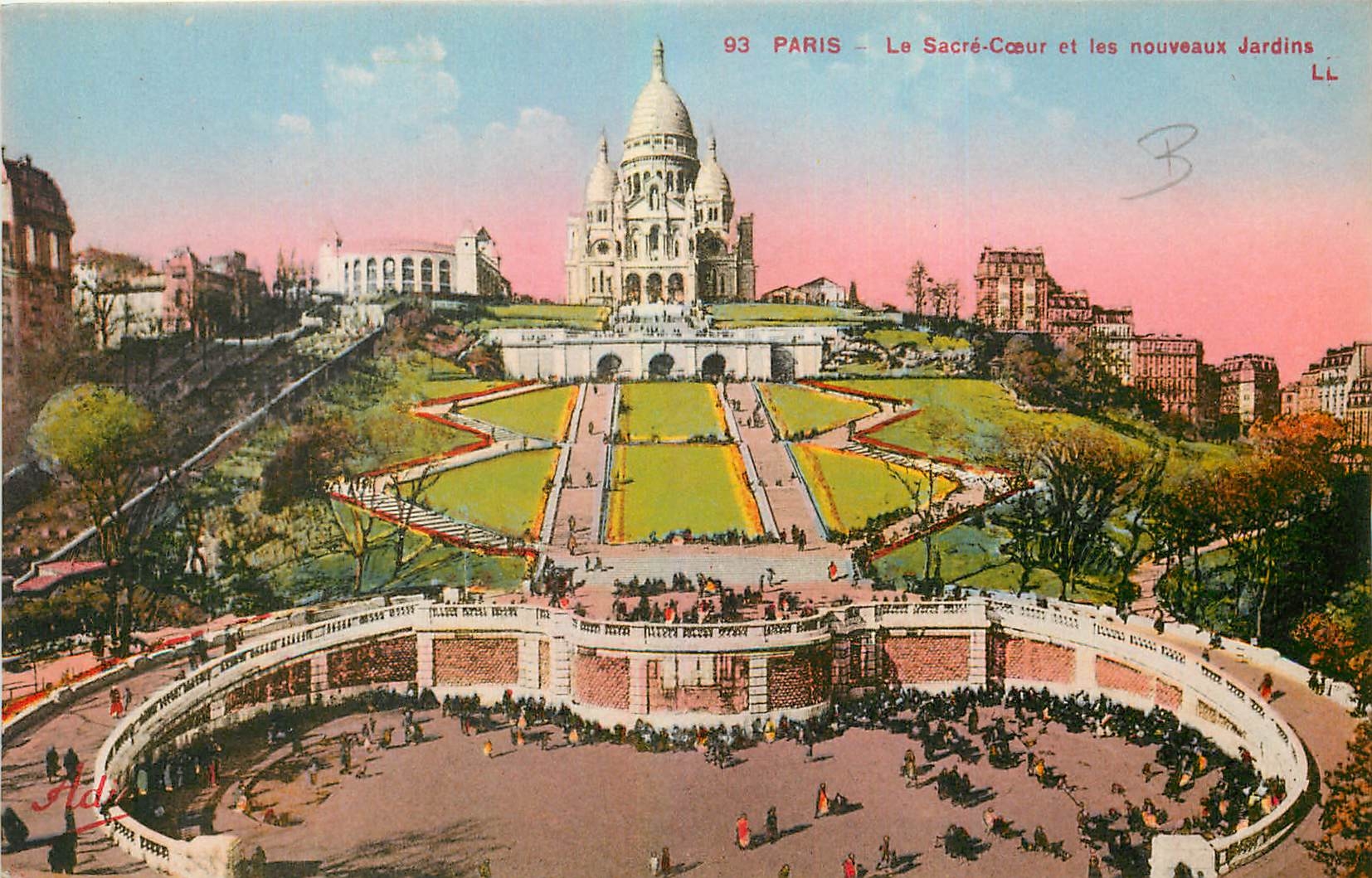 CPA Paris Le Sacre Coeur et les Nouveaux Jardins 