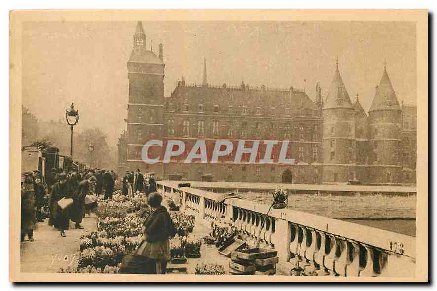 CPA Paris en flanant Le Marche aux fleurs du Pont au Change et la Conciergerie 