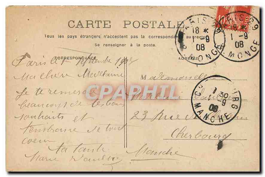 CPA Paris La Bourse  — Rückseite