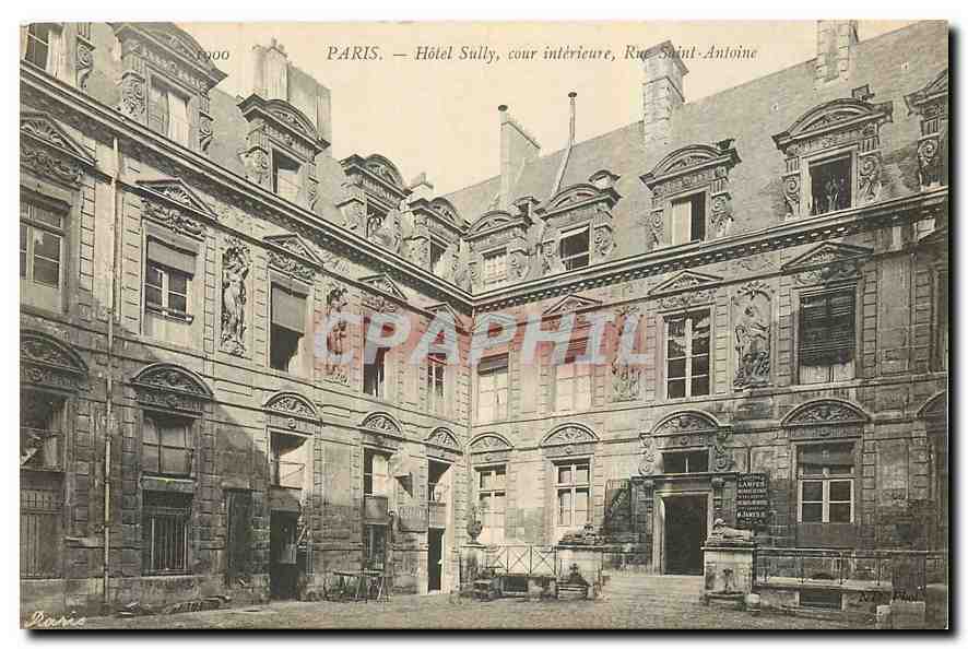 CPA Paris Hotel Sully cour interieur Rue Saint Antoine 