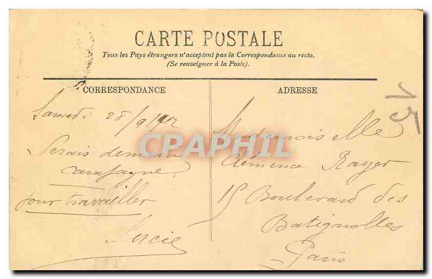 CPA Paris Le Louvre et les Tuileries  — Rückseite