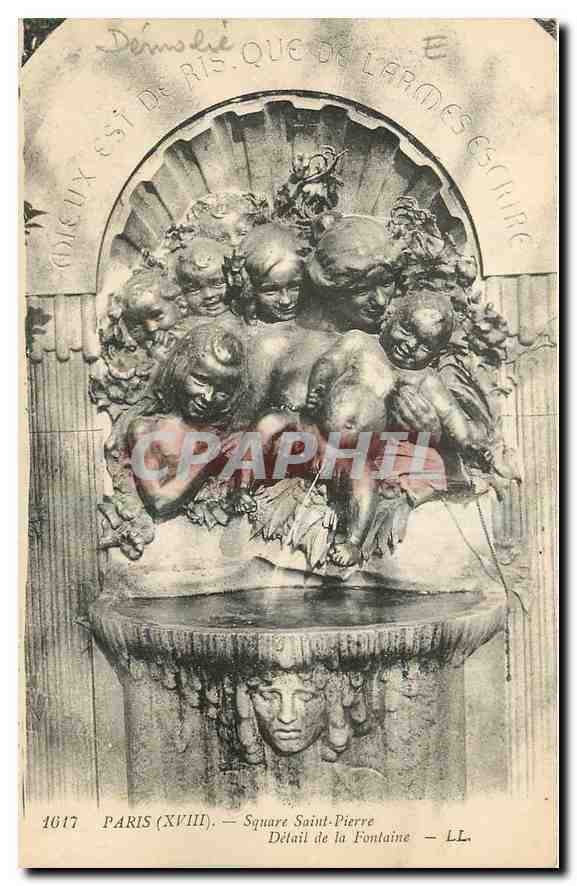 CPA Paris Square Saint Pierre Detail de la Fontaine 