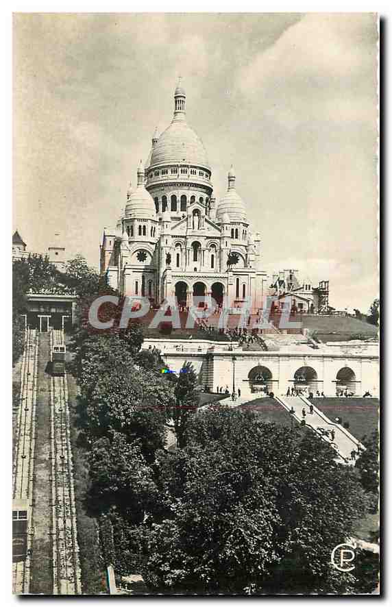 CPA Paris Basilique du Sacre Coeur de Montmartre et le funiculaire 