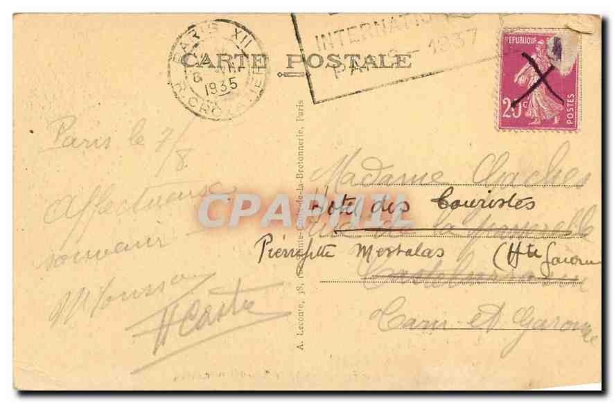 CPA Paris Avenue de l'Opera  — Verso