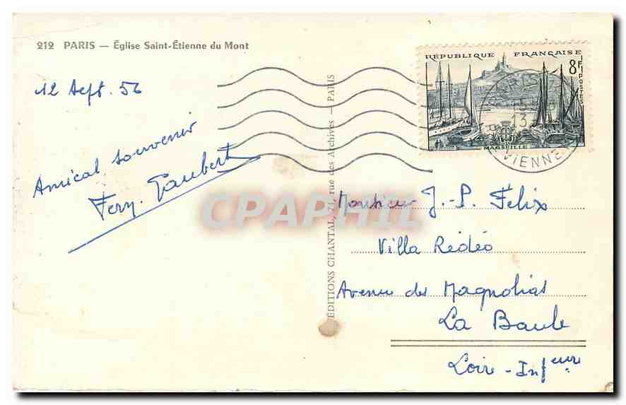 CPA Paris Eglise saint Etienne du Mont  — Verso