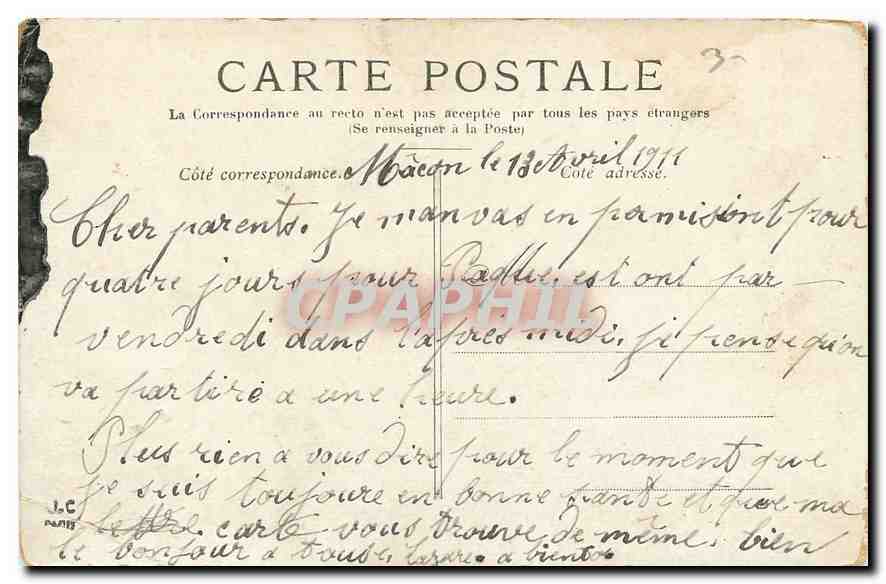 CPA Paris La Colonne Vendome  — Rückseite