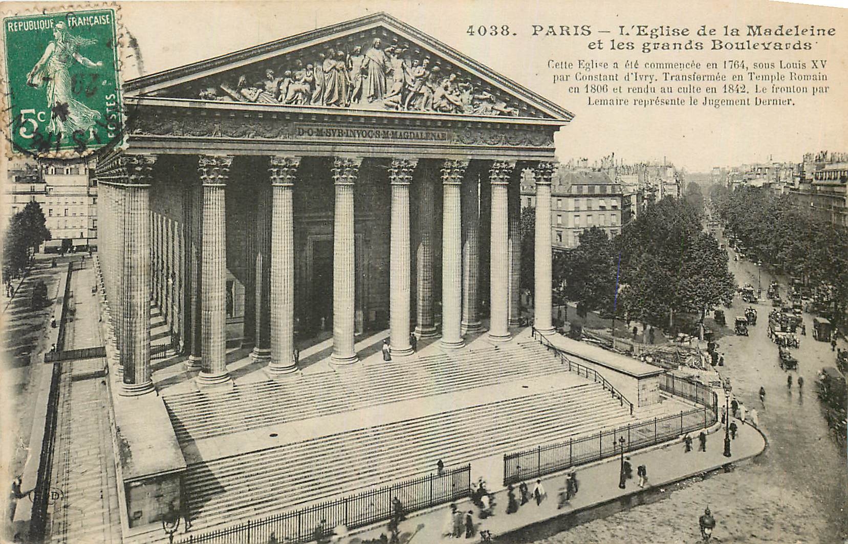 CPA Paris l'Eglise de la Madeleine et les grands Boulevards 