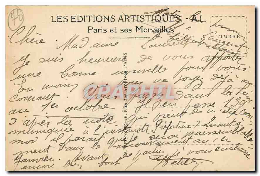CPA Paris Pantheon et Rue Soufflot  — Rückseite