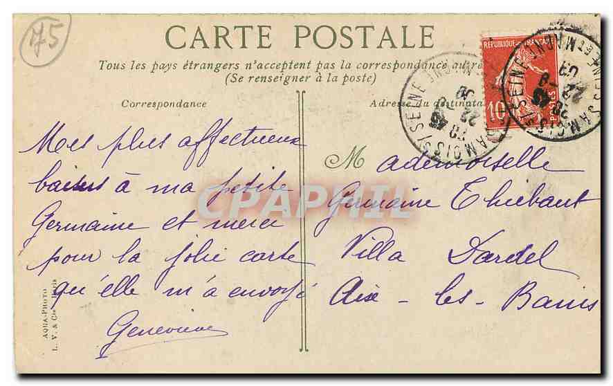 CPA Paris l'Institut de France  — Rückseite