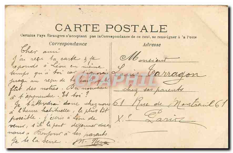 CPA Paris Bois de Vincennes La grotte — Verso