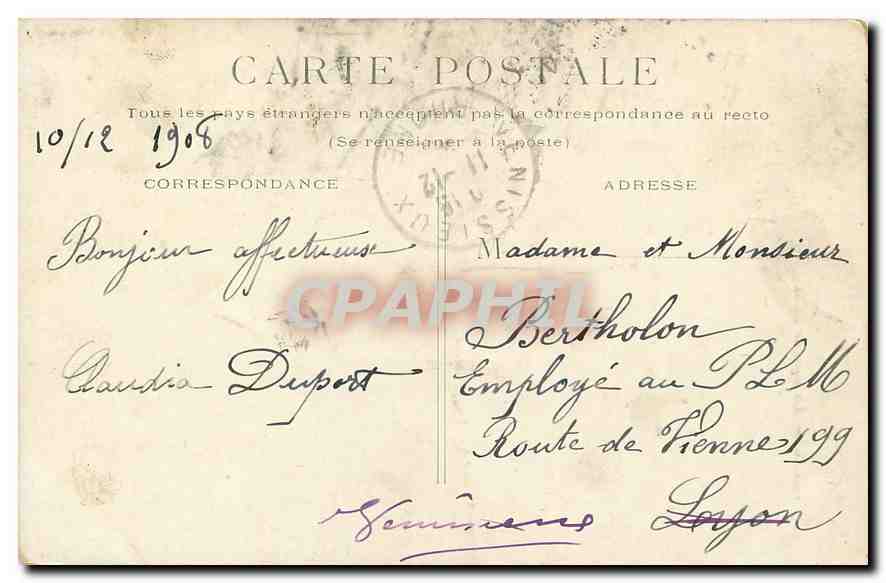 CPA Paris La Gare de Lyon  — Rückseite