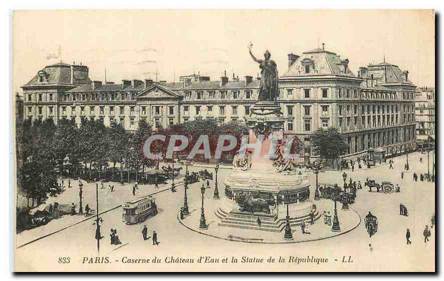 CPA Paris Caserne du Chateau d'Eau et la Seine de la Republique 