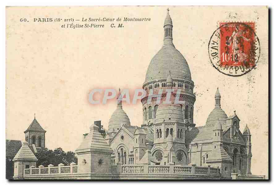 CPA Paris Le Sacre Coeur de Montmartre et l'Eglise St Pierre 