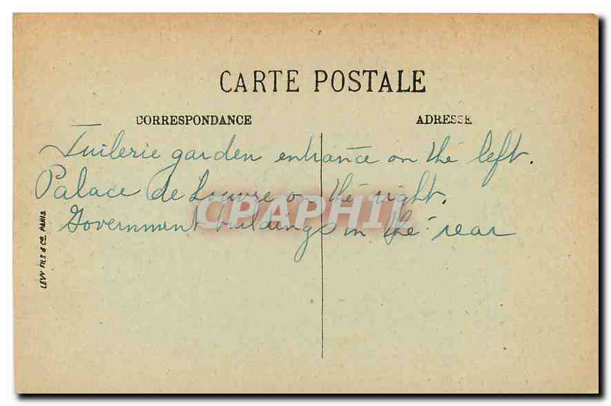 CPA Paris La Rue des Tuileries  — Verso