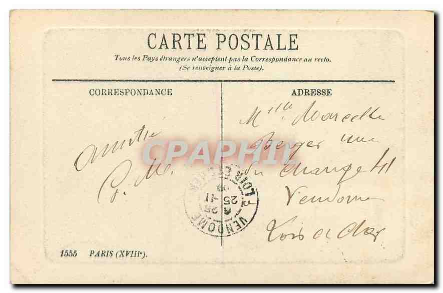 CPA Paris Le Sacre Coeur  — Rückseite