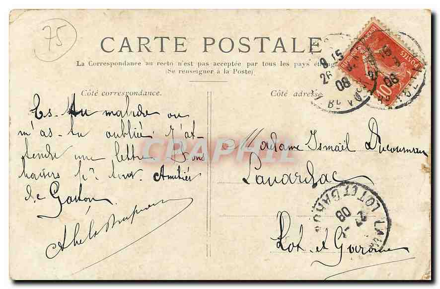 CPA Paris Le Boulevard des Italiens  — Rückseite