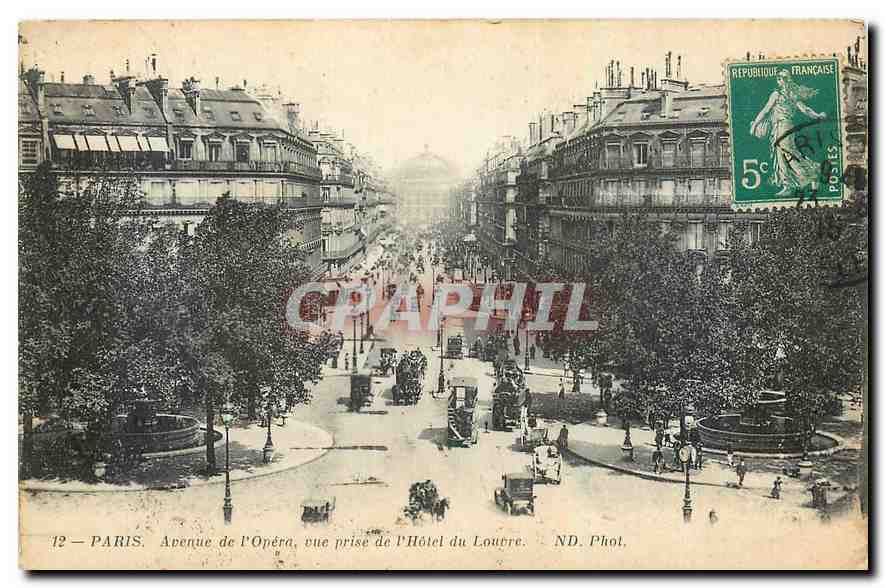 CPA Paris Avenue de l'Opera vue prise de l'Hotel du Louvre 