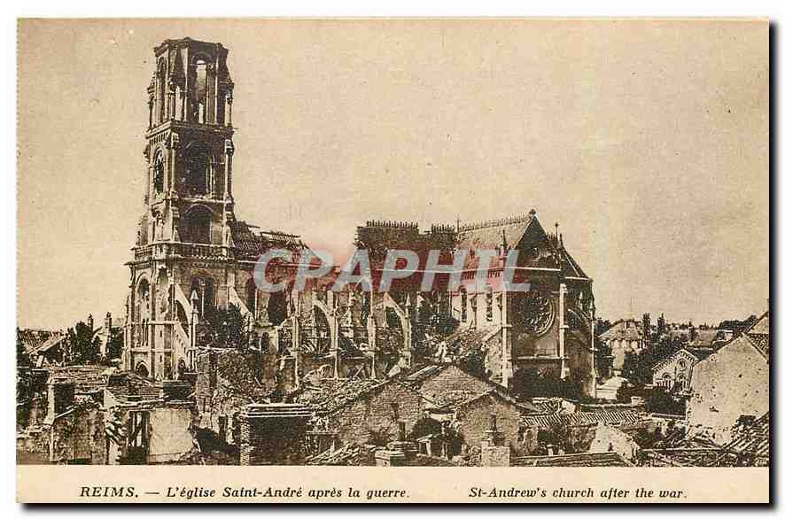 CPA Reims L'eglise Saint Andre apres la guerre 