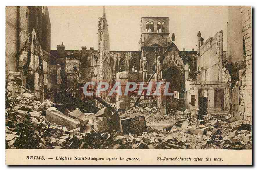 CPA Reims L'Eglise Saint Jacques apres la guerre 