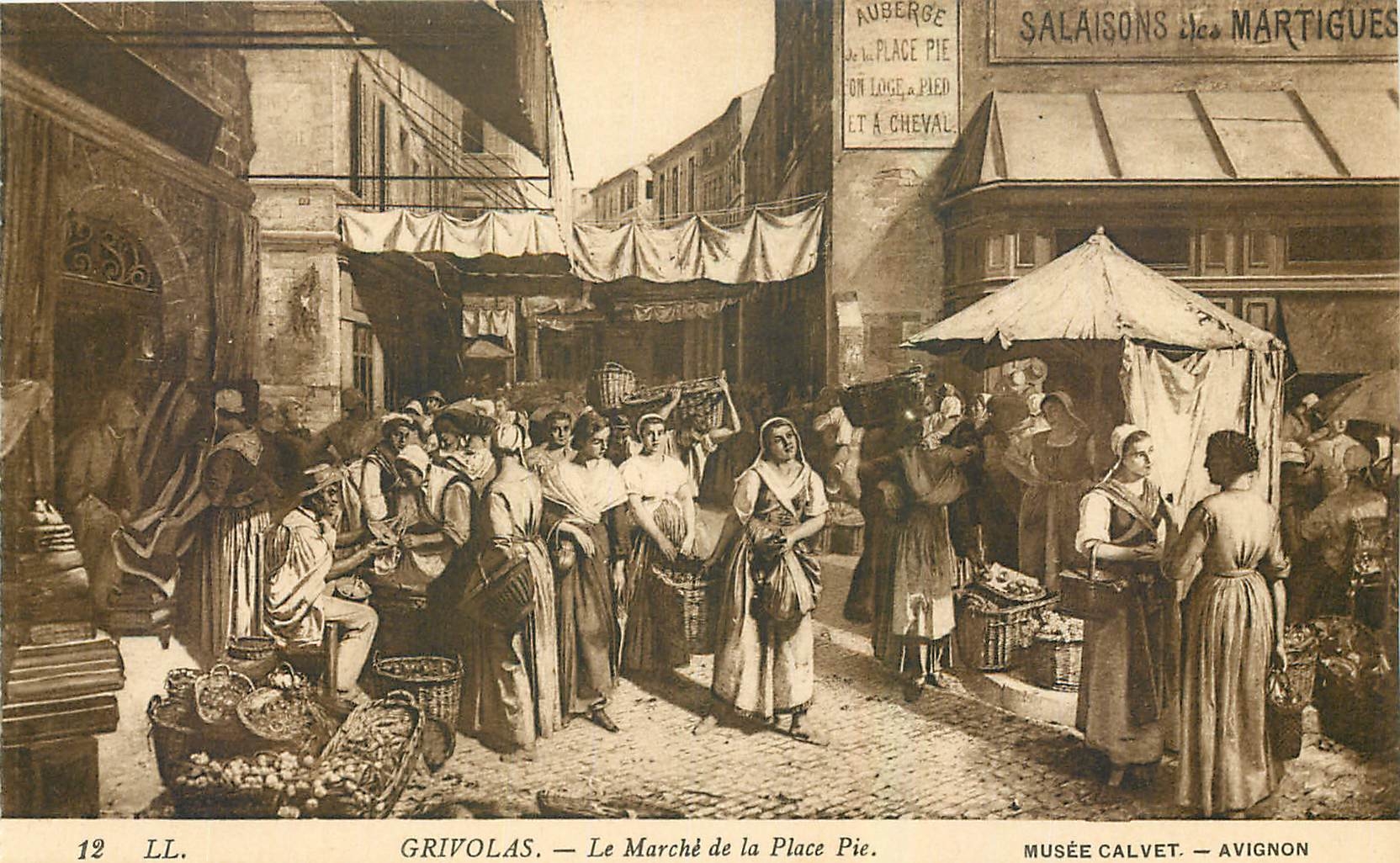 CPA Grivolas Le Marche de la Place Pie Musee Calvet Avignon