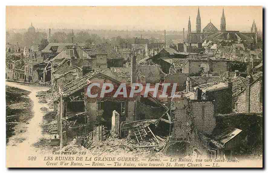 Les Ruines de la Grande Guerre — Reims — vue vers Saint-Rémy — Vues Paris n° 522