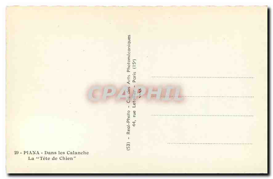CPM Piana Dans les Calanche la Tete de Chien  — Rückseite