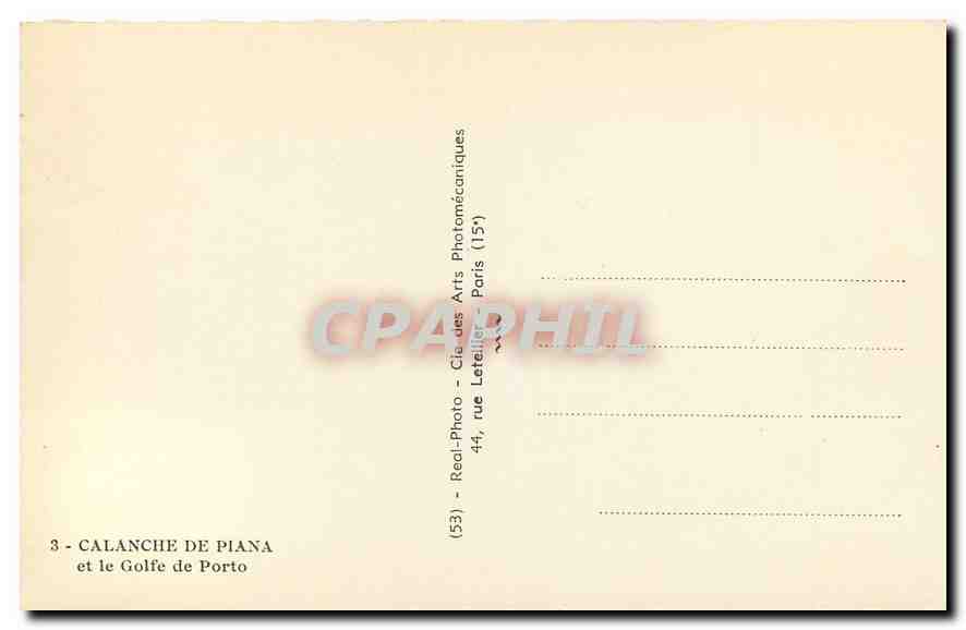 CPM Calanche de Piana et le Golfe de Porto  — Rückseite