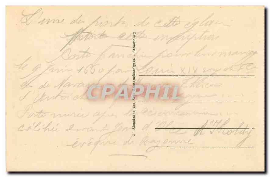 CPA St Jean de Luz l'Eglise Paroissiale ou fut celebre le mariage de Louis XIV le 9 Juin 1660  — Verso
