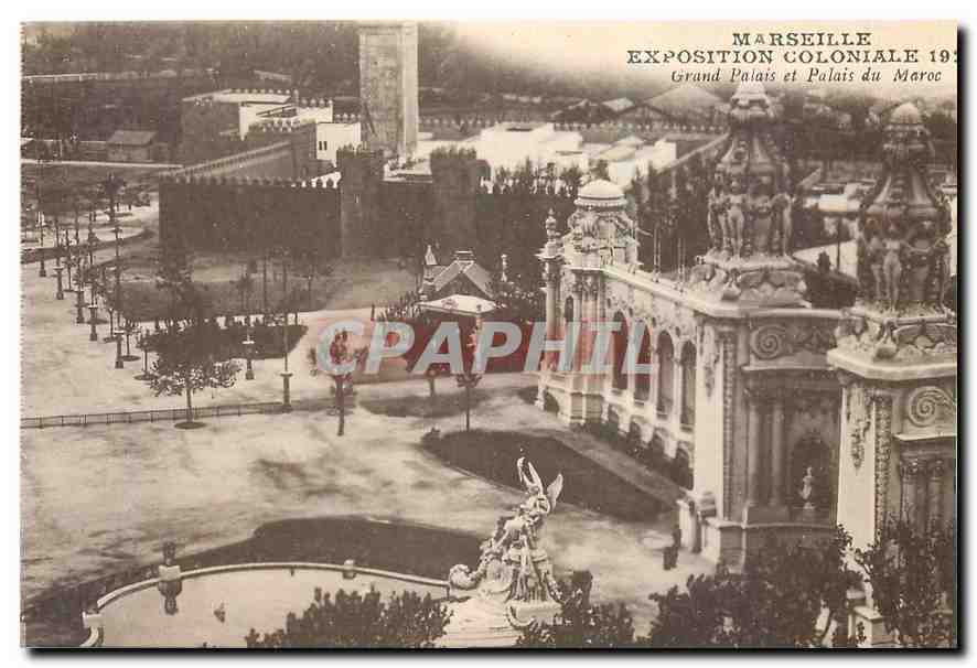CPA Marseille Exposition Coloniale 1922 Grand Palais et Palais du Maroc 
