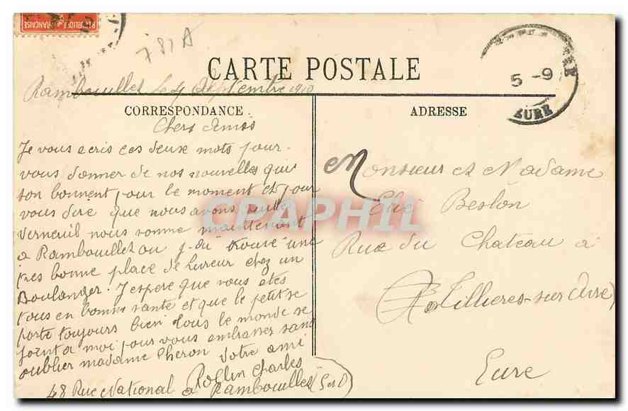 CPA Rambouillet Le Chateau Cote Sud  — Rückseite
