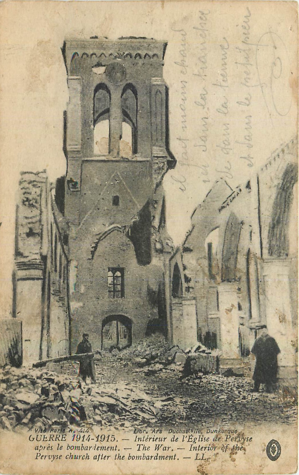 CPA Guerre 1914-1915 Interieur de l'Eglise de Pervyse apres le bombardement 