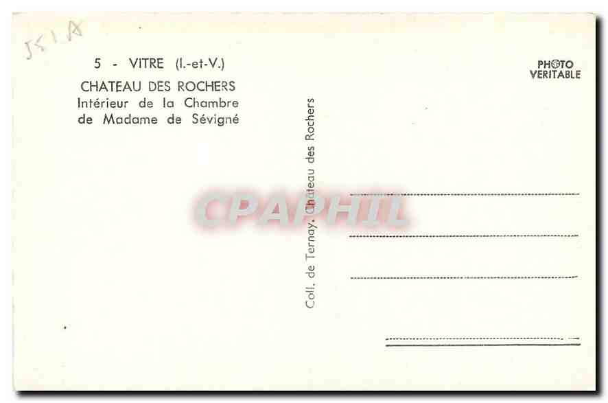 CPA Vitre I et V Chateau des Rochers Interieur de la Chambre de Madame de Sevigne  — Rückseite