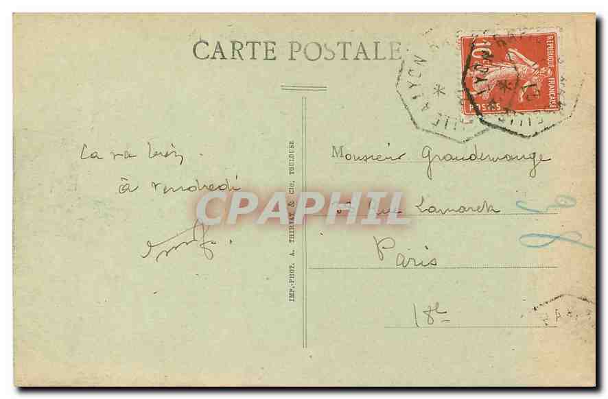 CPA Marseille Les Bains des Catalans  — Verso