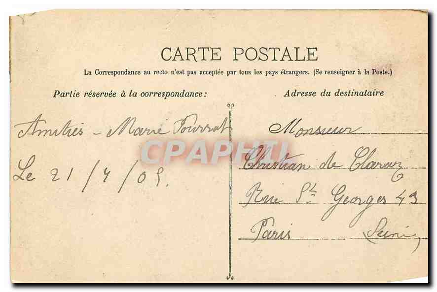 CPA Marseille La Bourse  — Rückseite