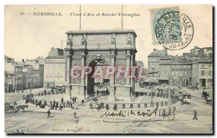 CPA Marseille Place d'Aix et Arc de Triomphe 