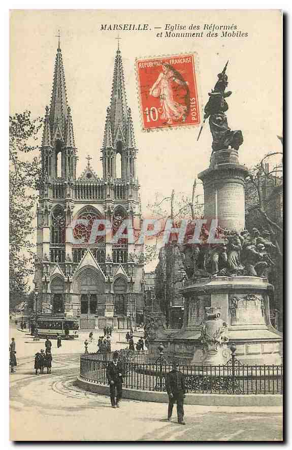 CPA Marseille Eglise des Reformes et Monument des Mobiles 