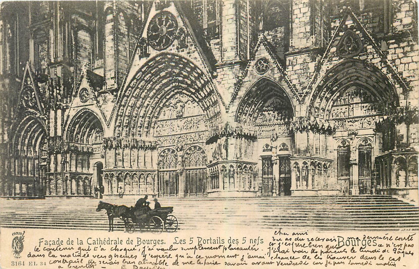 CPA Facade de la Cathedrale de Bourges Ses 5 Portails des 5 nefs 