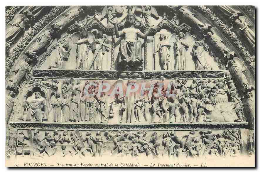 CPA Bourges Tympan du Porche central de la Cathedrale Le Jugement Dernier 