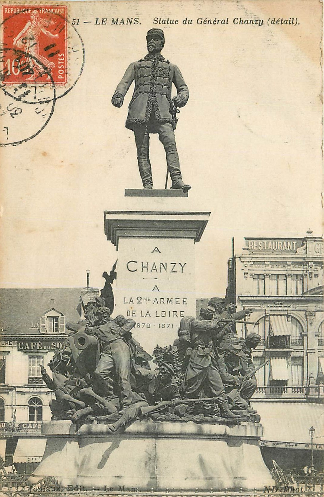 CPA Le Mans Statue du General Chanzy detail 