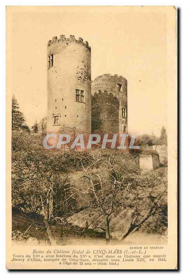 CPA Restes du Chateau feodal d Cinq Mars I et L 