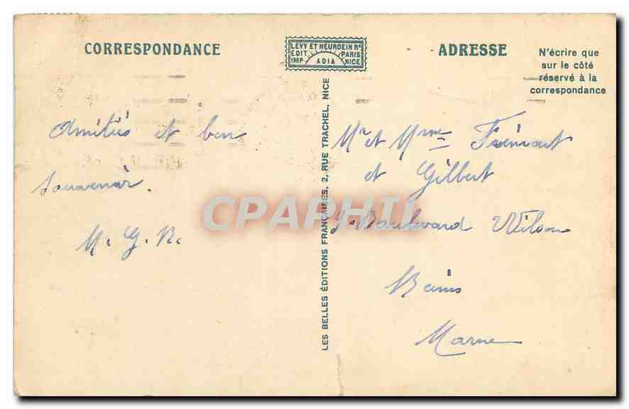 CPA Nice La Promedae des Anglais et le Palais de la Mediterranee  — Rückseite