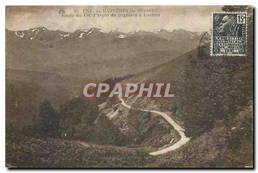 CPA Env de Bagneres de Bigorre Route du Cot d'Aspin de Bagnores a Luchon 
