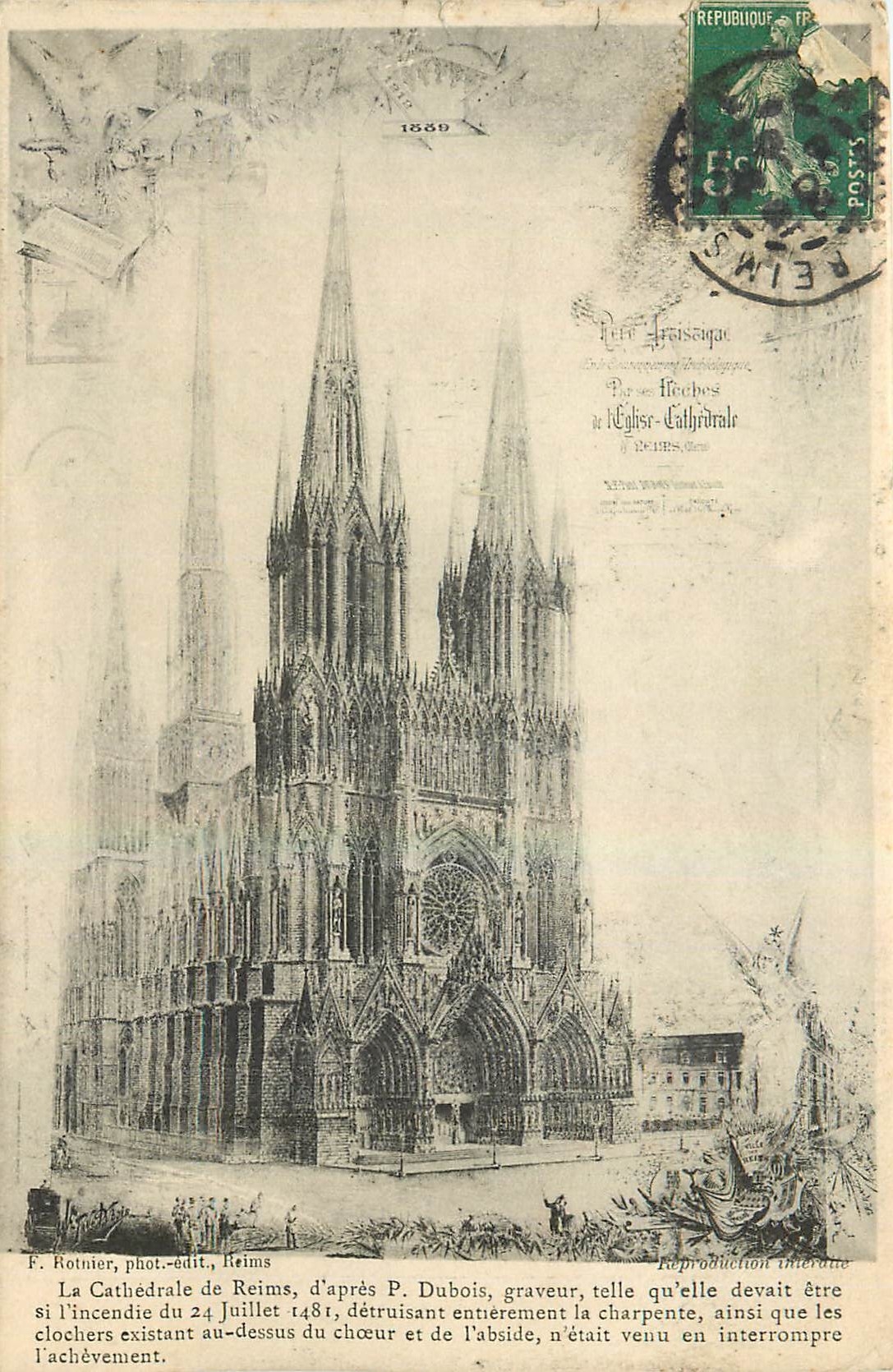 CPA La Cathedrale de Reims d'apres 