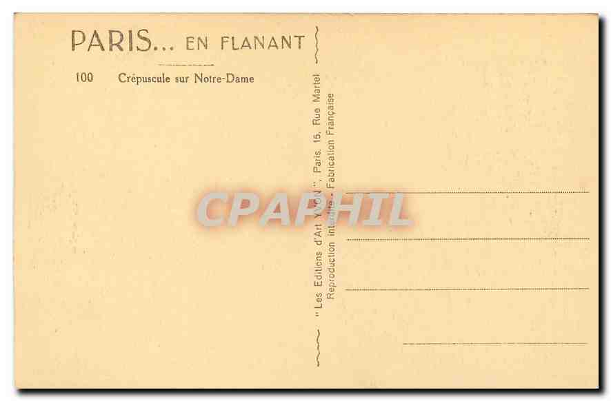 CPA Paris Crepuscule sur Notre Dame  — Rückseite