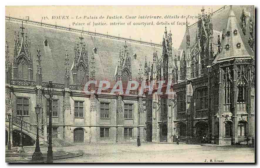 CPA Rouen Le Palais de Justice Cour interieure details de facade 
