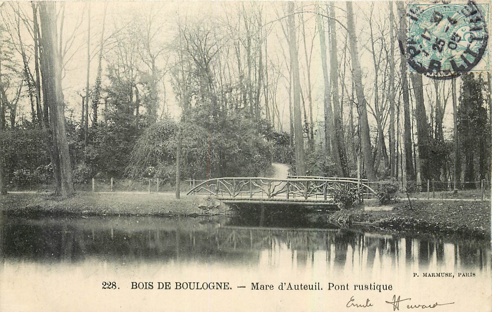 CPA Bois de Boulogne Mare d'Auteuil Pont Rustique 