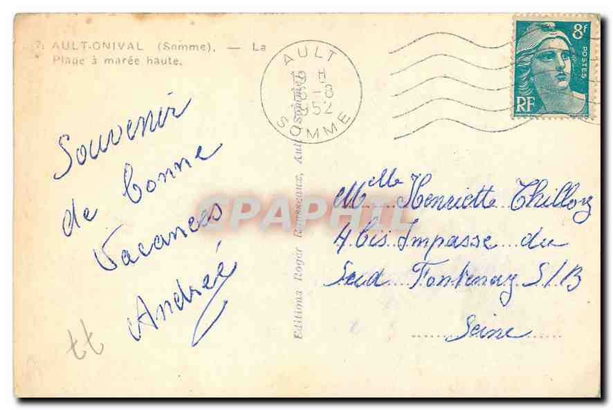 CPA Ault Onival Somme La Plage a maree haute  — Back