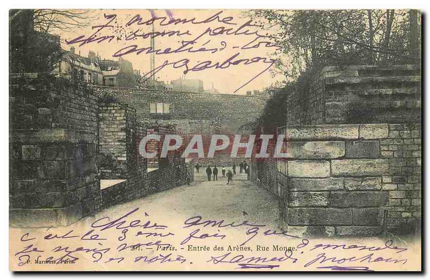 CPA Paris Entree des Arenes Rue Monge 