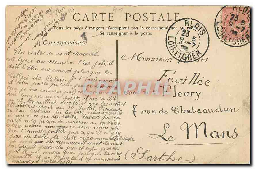 CPA Chateau de Blois Aile de Louis XII Cheminee de la Sallee des Gardes  — Verso